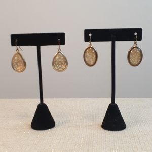 2 Pair of Clear Crystal Dangle Earrings